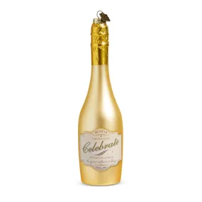 Eric Cortina “Celebrate” Gold Champagne Bottle Glass Ornament