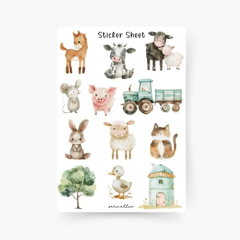 Farm Animals Sticker Sheet for Laptop, Tablet, Kids, Phone, Book, Wall - Perfect for Creative Crafts and Decor