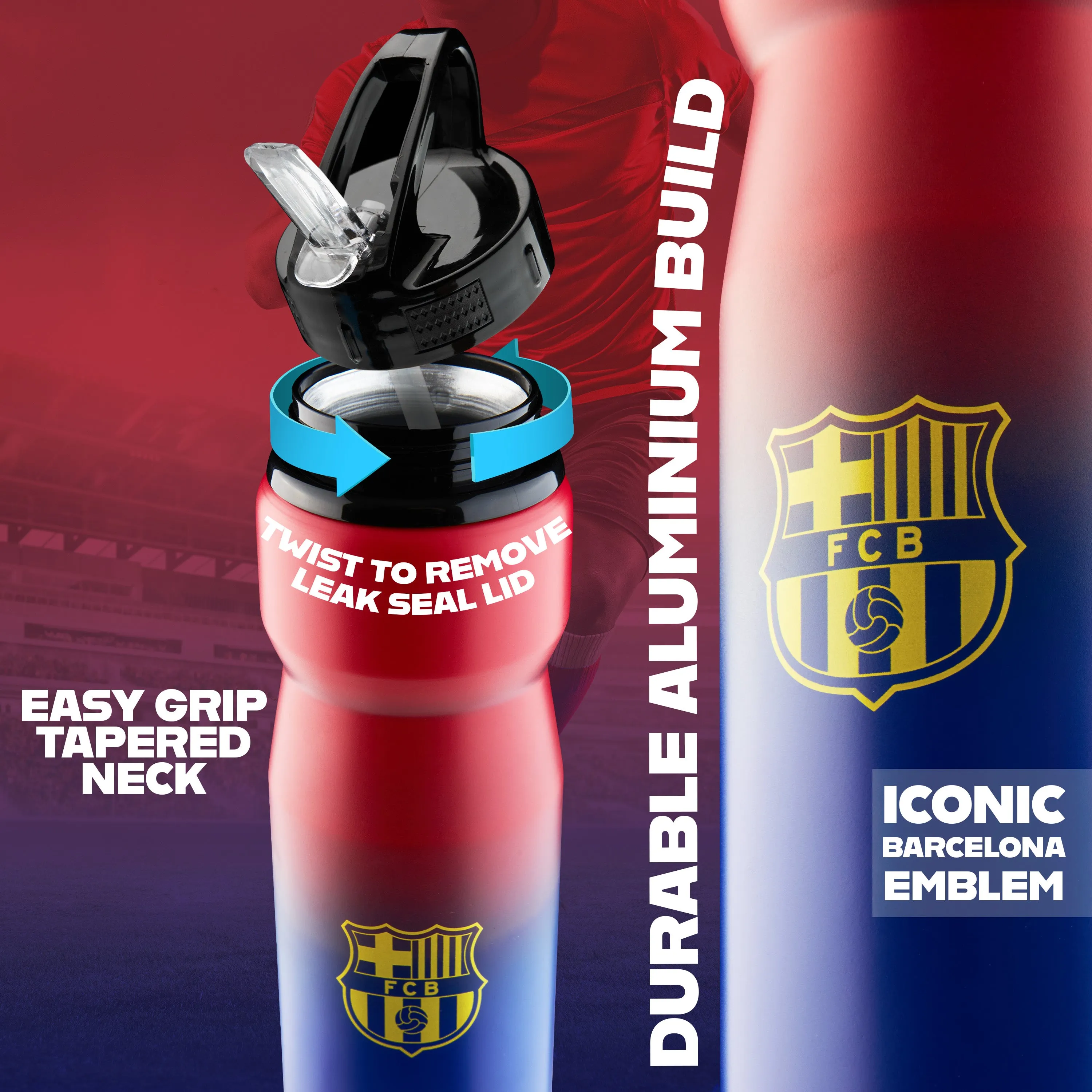 FC Barcelona Water Bottle with Straw Metal Water Bottle for Football Fans