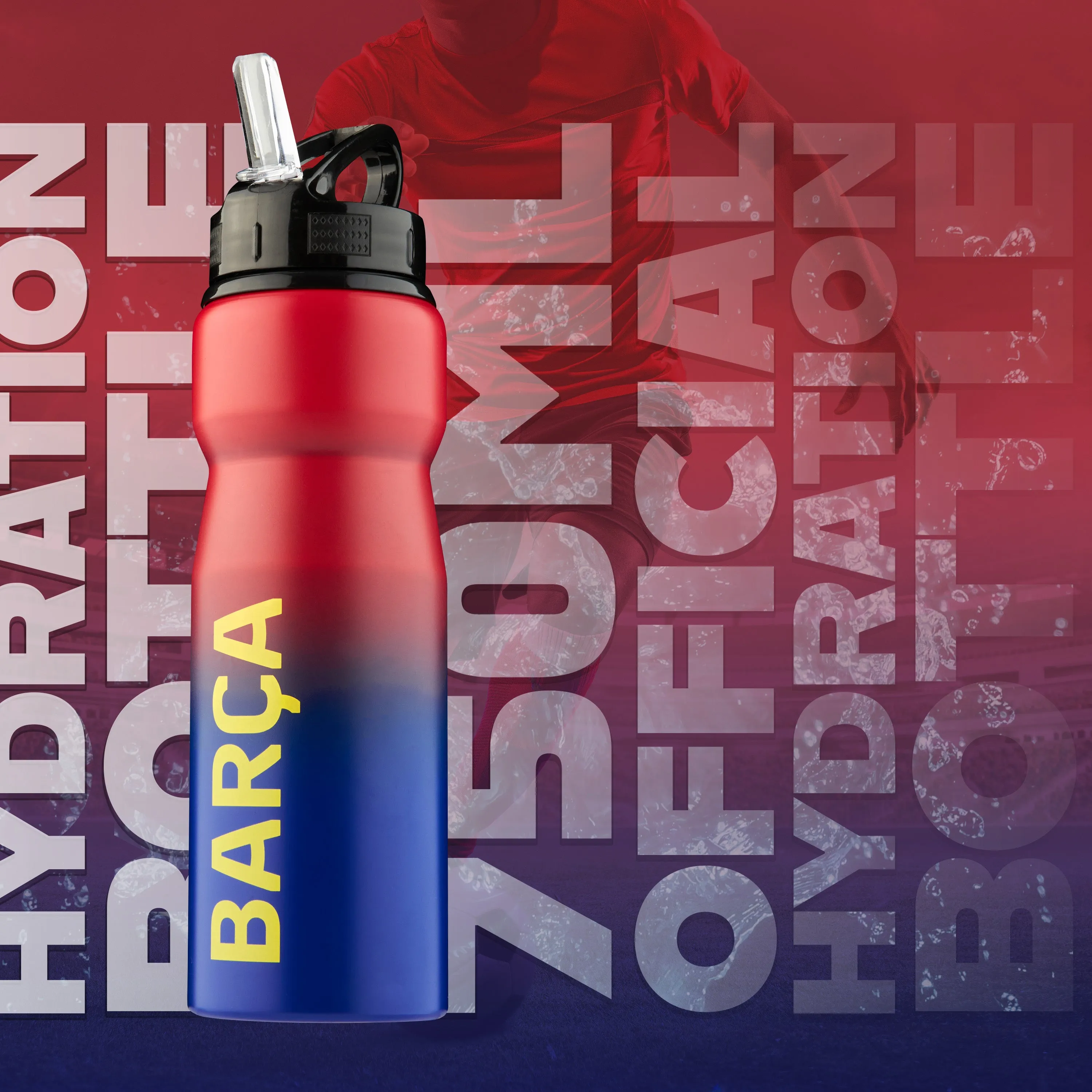 FC Barcelona Water Bottle with Straw Metal Water Bottle for Football Fans