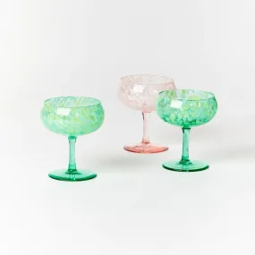 Glass Coupe Dots | Green Set of 2