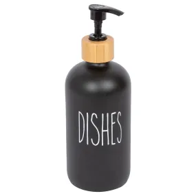 Glass Dish Soap Dispenser - 500ml - Black - By Harbour Housewares