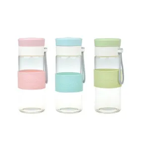 Glass Water Bottle with Thick Insulated Silicone Sleeve 500ml