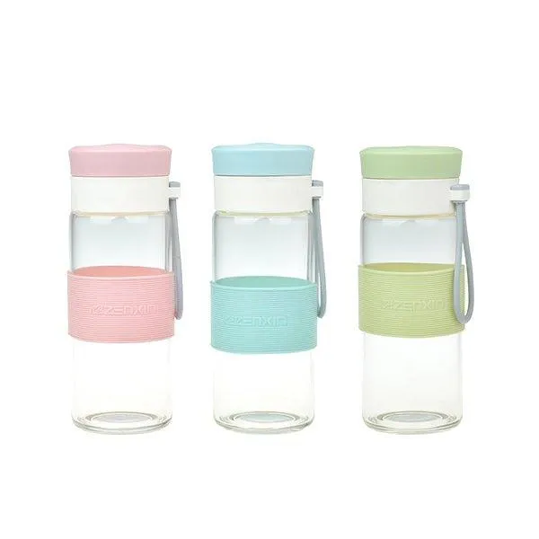 Glass Water Bottle with Thick Insulated Silicone Sleeve 500ml