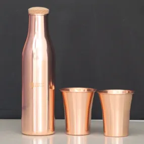 Glossy Copper Bottle Set | Bottle & Glass | 700 ml