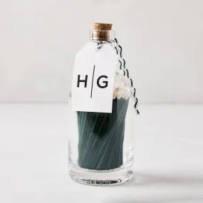 Green with White Tip Glass Bottle Matches