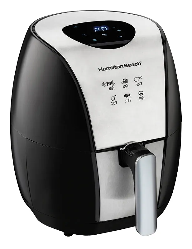 Hamilton Beach 35065 Air Fryer, 3.2 L Capacity, 1500 W, Black/Silver :EA: QUANTITY: 1