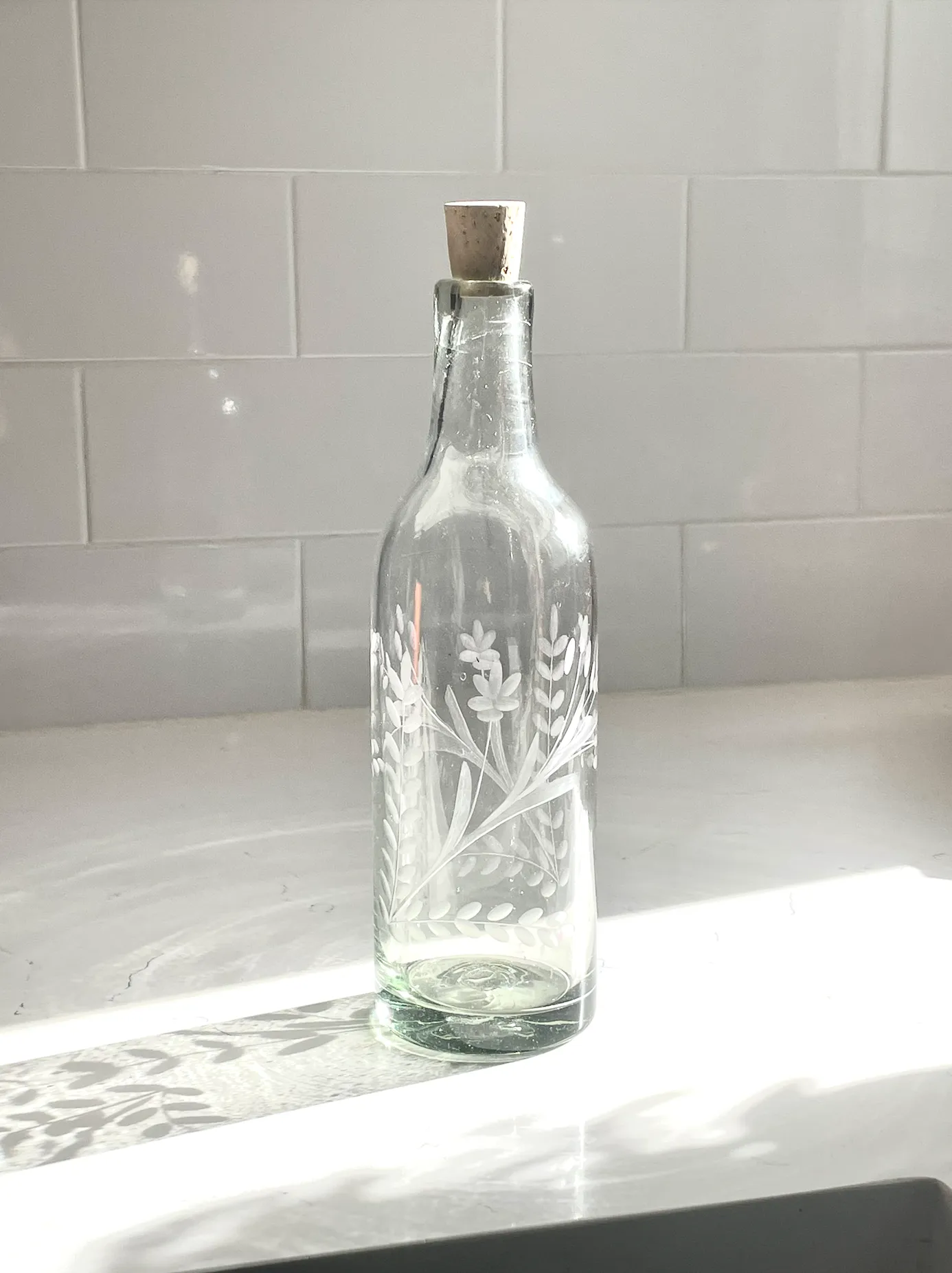 Hand-etched Blown Bottle