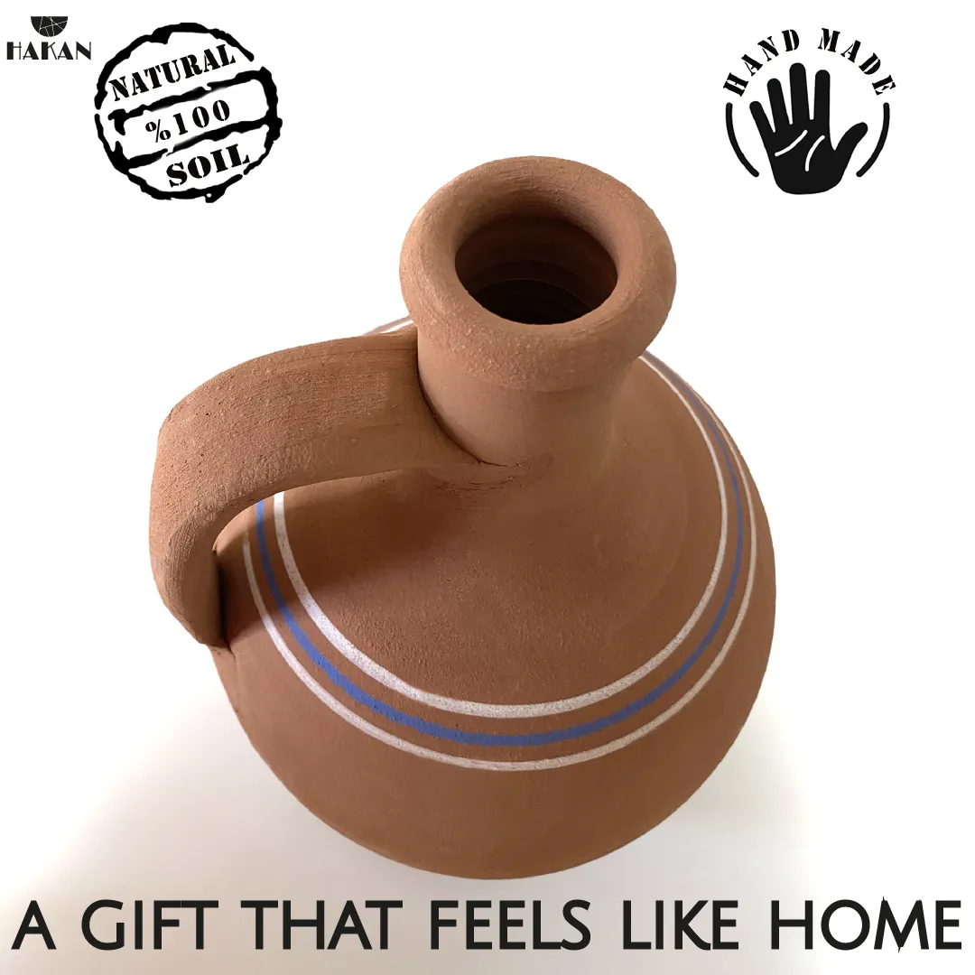 Handmade Clay Water Pitcher with Cup Options, Water Carafe