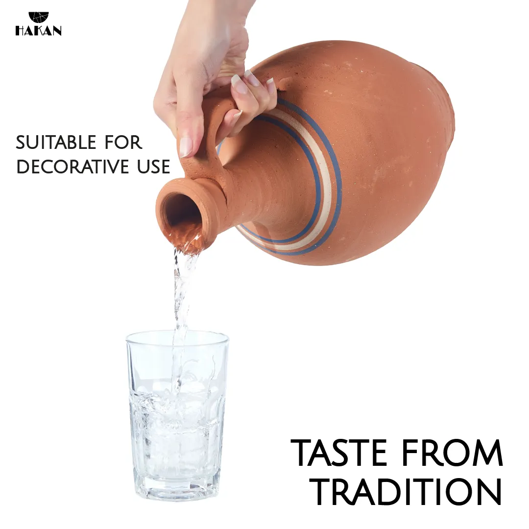 Handmade Clay Water Pitcher with Cup Options, Water Carafe