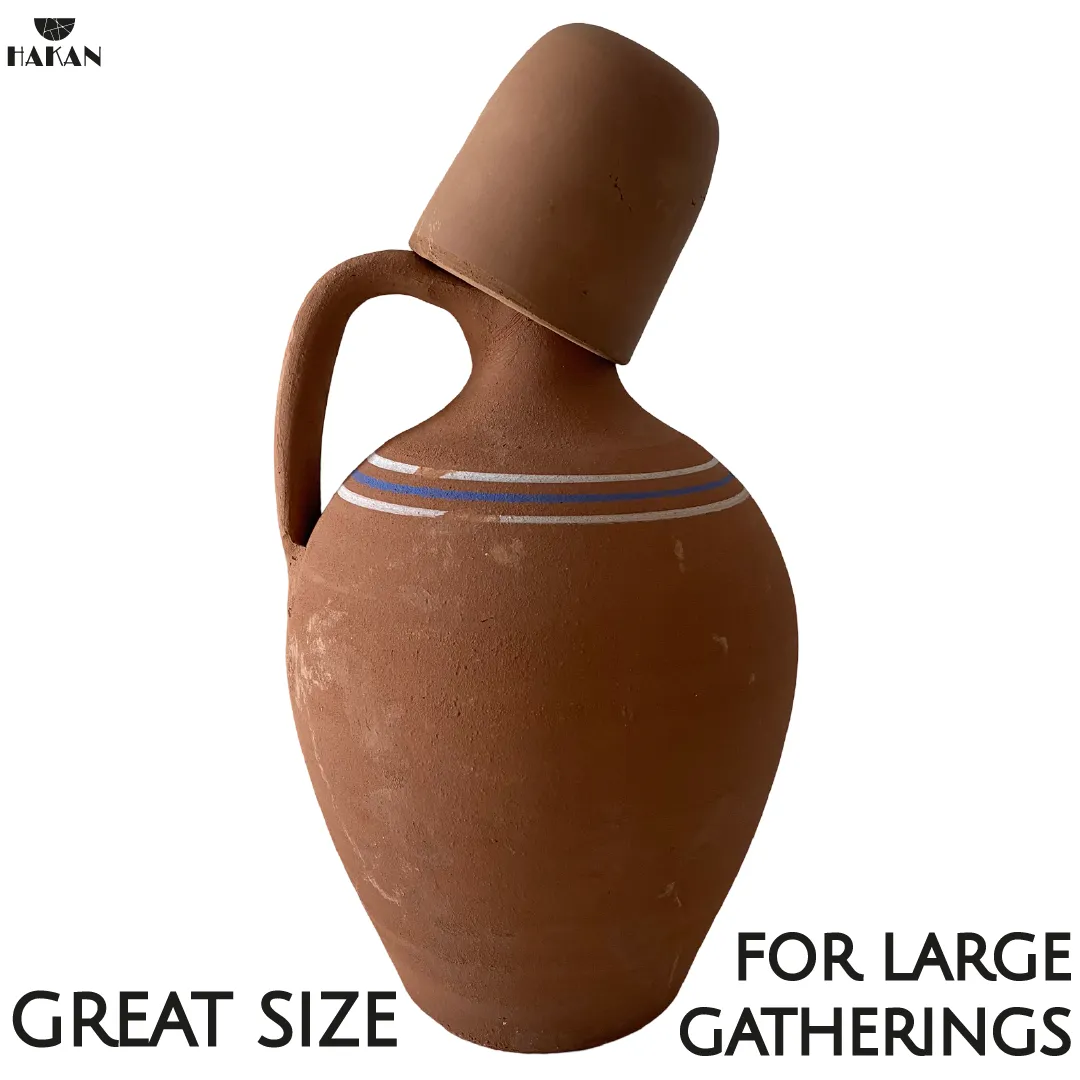 Handmade Clay Water Pitcher with Cup Options, Water Carafe