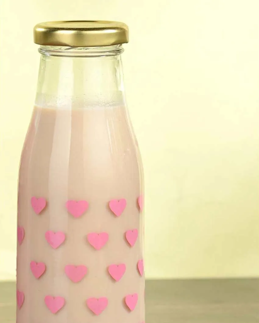 Heart Shaped Clear Glass Water and Milk Bottle for Daily Use Compact Size | 300 ML | 2 x 7 inches