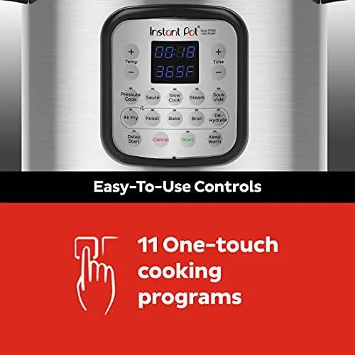 Instant Pot Duo Crisp 11 in 1, Electric Pressure Cooker with Air Fryer, Roast, Bake, Dehydrate, Slow Cook, Rice Cooker, Steamer, Saute, 8 Quart, 14 One-Touch Programs