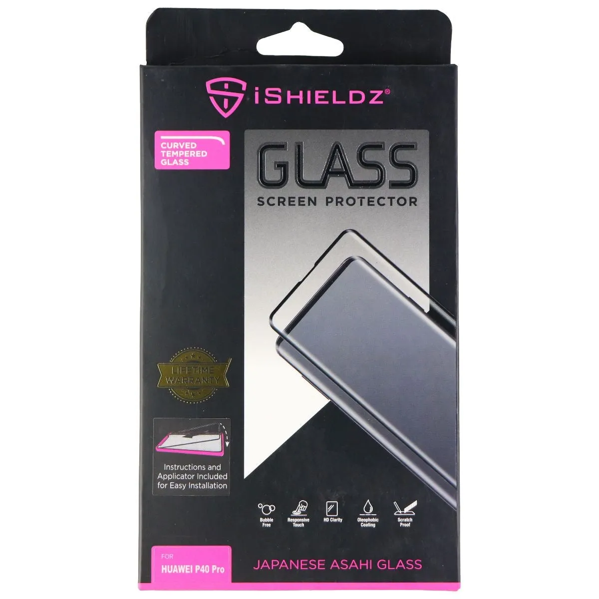 iShieldz Curved Tempered Glass with Applicator for Huawei P40 Pro - Clear