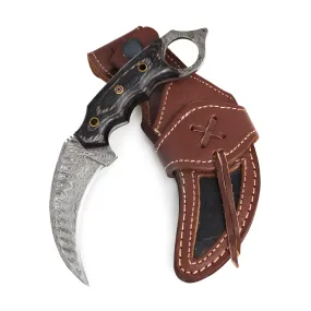 Karambit Desert Fox Damascus Hunting Knife