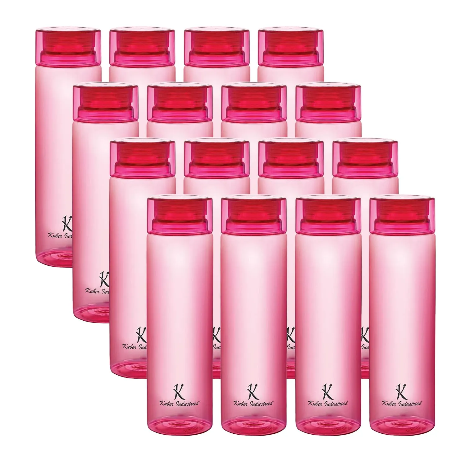 Kuber Industries BPA Free Plastic Water Bottles | Breakproof, Leakproof, Food Grade PET Bottles | Water Bottle for Kids & Adults | Plastic Bottle Set of 4 |Pink (Pack Of 4)