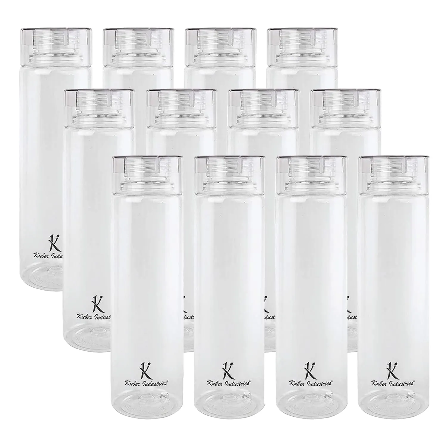 Kuber Industries Set of 4 Plastic Water Bottle | 1 Litre Round Plastic Water Bottle | Refrigerator Safe and BPA free Water Bottle | Perfect For School College Work Gym | Pack of 3 | Transparent