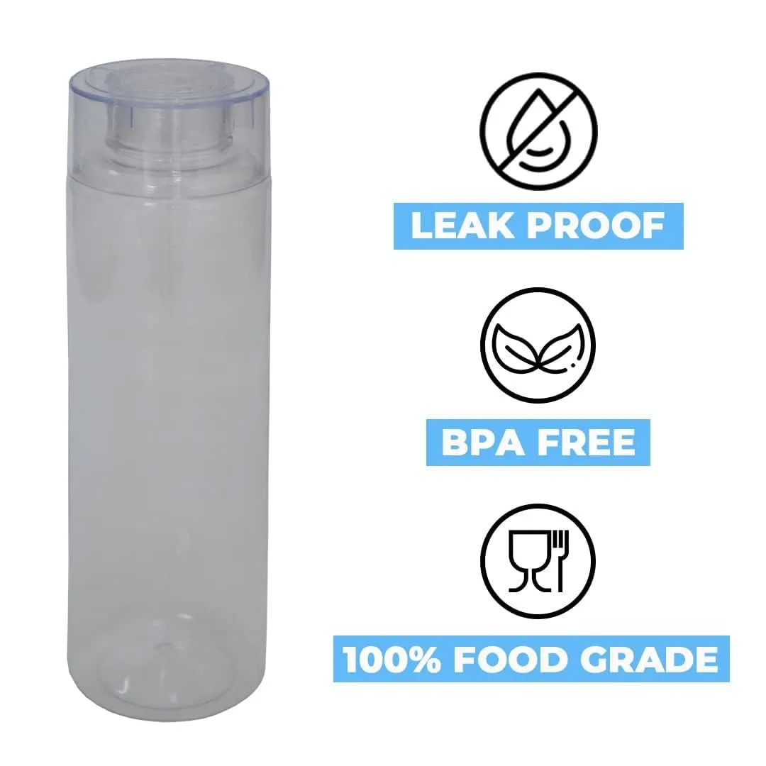 Kuber Industries Set of 4 Plastic Water Bottle | 1 Litre Round Plastic Water Bottle | Refrigerator Safe and BPA free Water Bottle | Perfect For School College Work Gym | Pack of 3 | Transparent