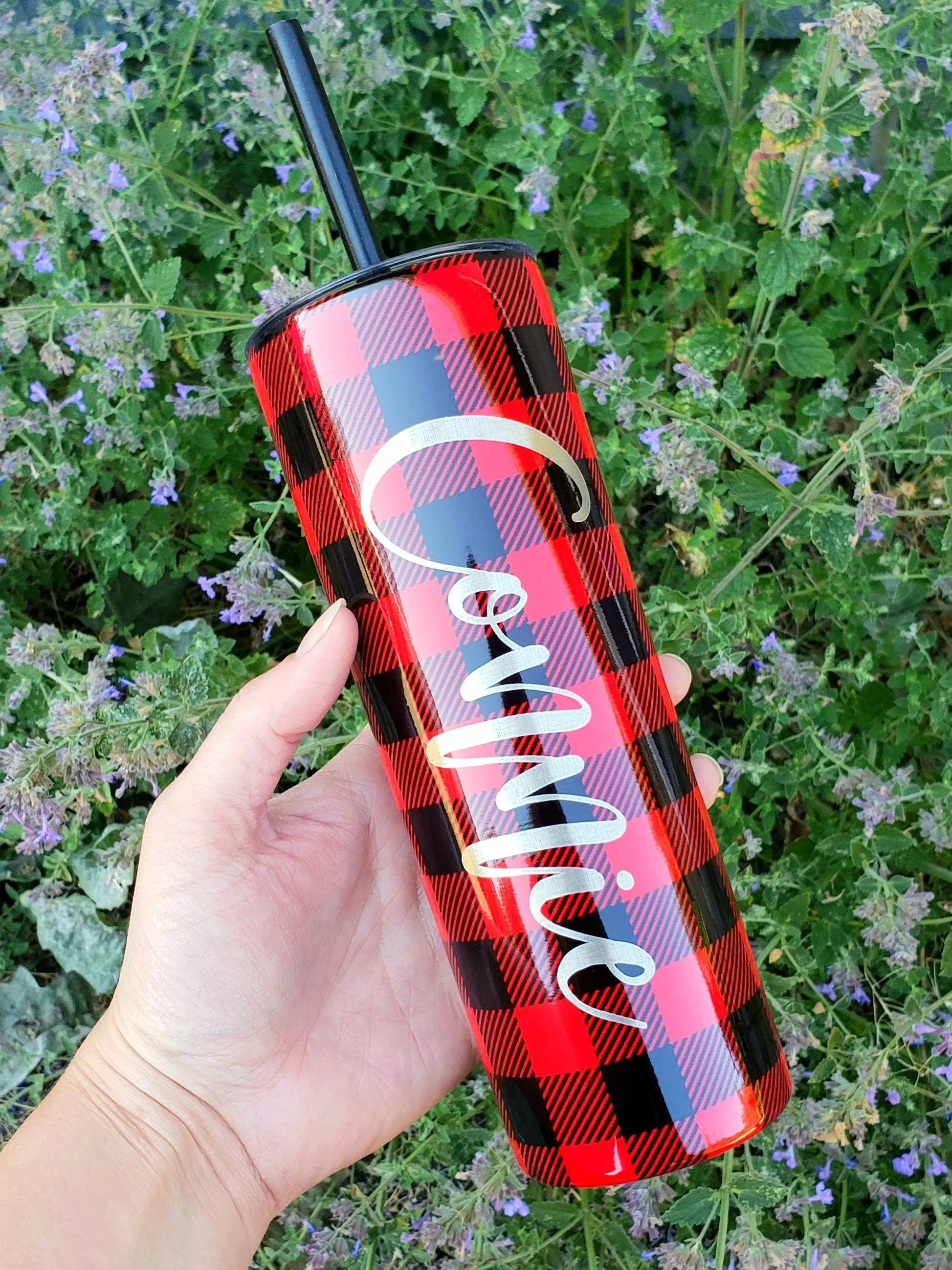 Laser Engraved Matte Blush Tumbler with Script Name on side