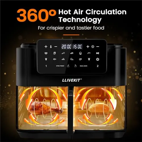 LLIVEKIT Dual Zone Air Fryer 12L