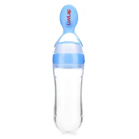 LuvLap Silicone Easy Squeezy Baby Food Feeder, 4M , 90ml, (Blue)