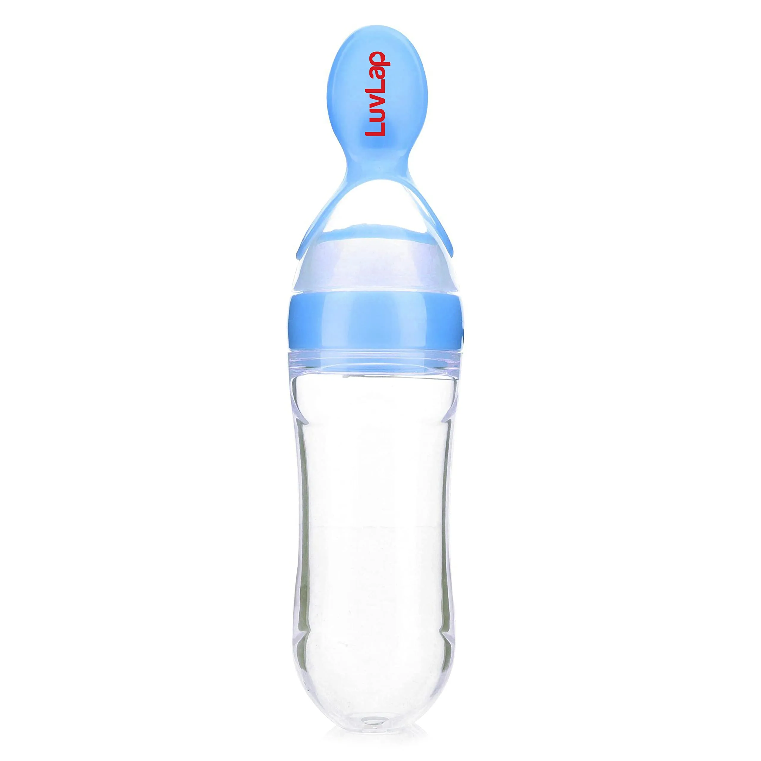 LuvLap Silicone Easy Squeezy Baby Food Feeder, 4M , 90ml, (Blue)