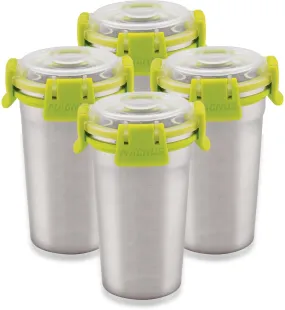 Magnus Stainless Steel Matte Klip Lock Tumbler with Lid and Straw - 350ml | Leak-Proof & Airtight Tumbler - Ideal for Travel, Office, Kids | Perfect for Juice, Buttermilk | Pack of 4