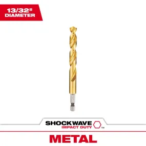 Milwaukee Shockwave 13/32 in. X 4.8 in. L Titanium Red Helix Drill Bit Hex Shank 1 pc