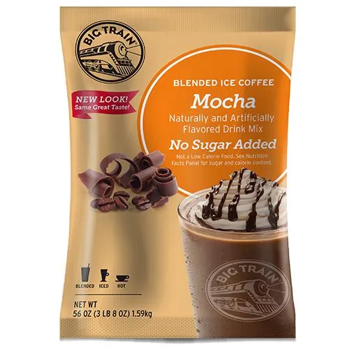 Mocha Blended Ice Coffee - Big Train Mix No Sugar Added - Bag 3.5 pounds