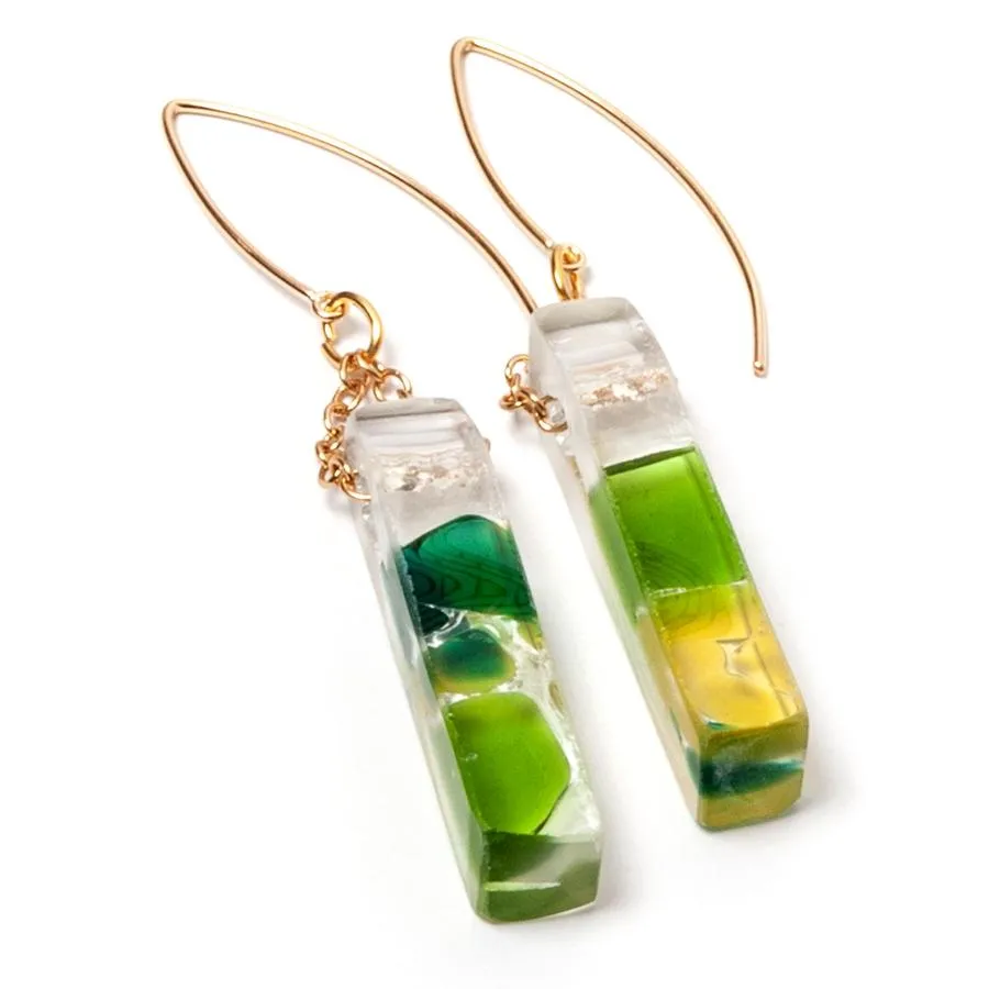 Mosaic Stiletto Gold Earrings