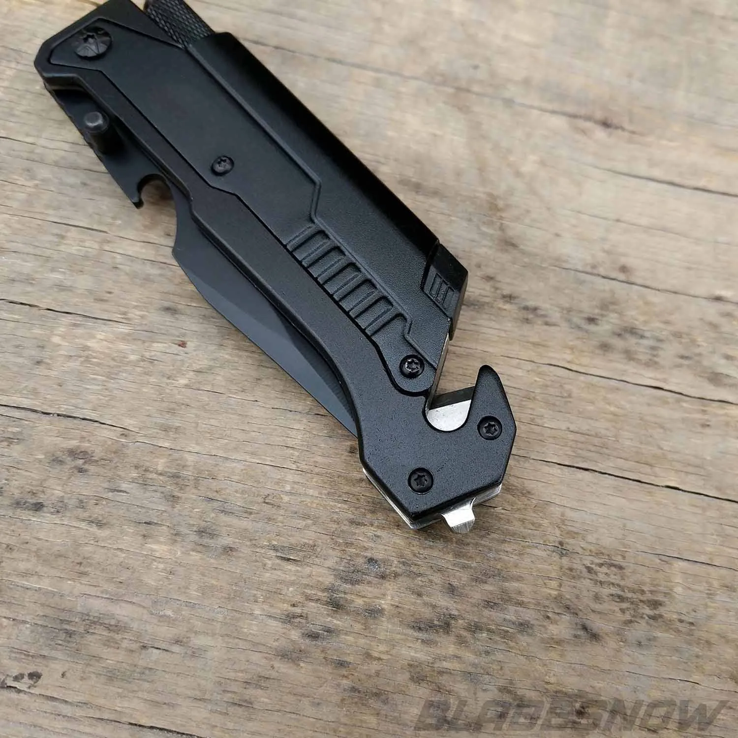 Multifunction Spring Assisted LED Pocket Knife Multitool Black