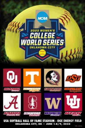 NCAA Women's Softball 2023 College World Series Official 24x36 Event Poster - ProGraphs Inc.