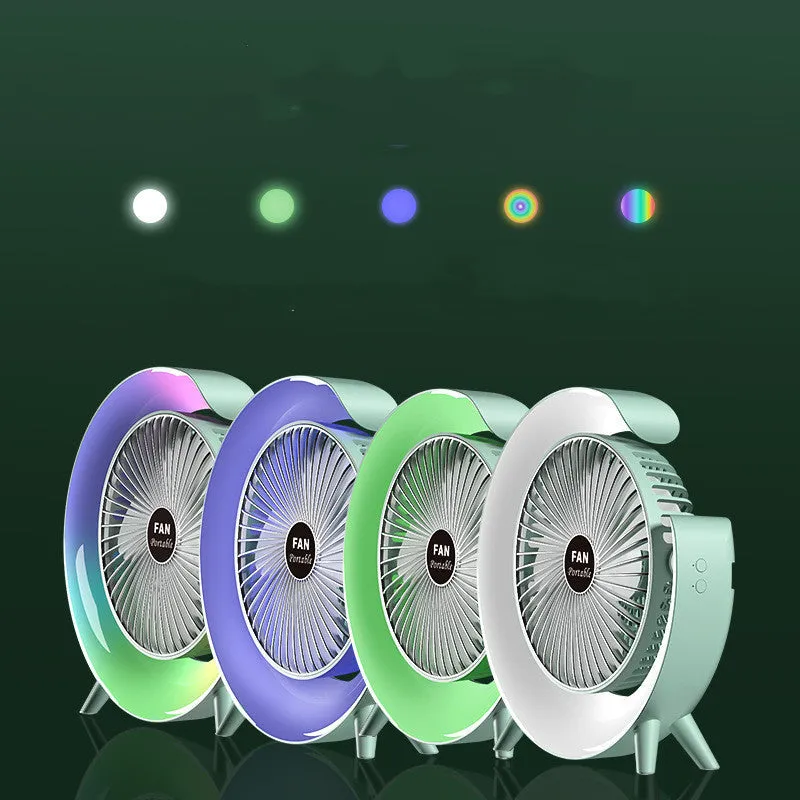 New Bright Night Light Charging Fan Desktop Silent Mini Electric Fan Portable Fan USB