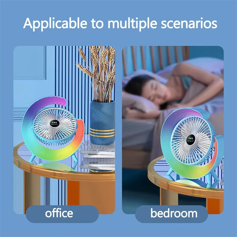 New Bright Night Light Charging Fan Desktop Silent Mini Electric Fan Portable Fan USB