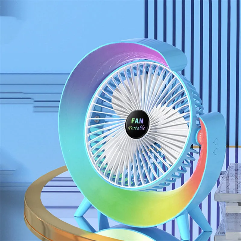 New Bright Night Light Charging Fan Desktop Silent Mini Electric Fan Portable Fan USB