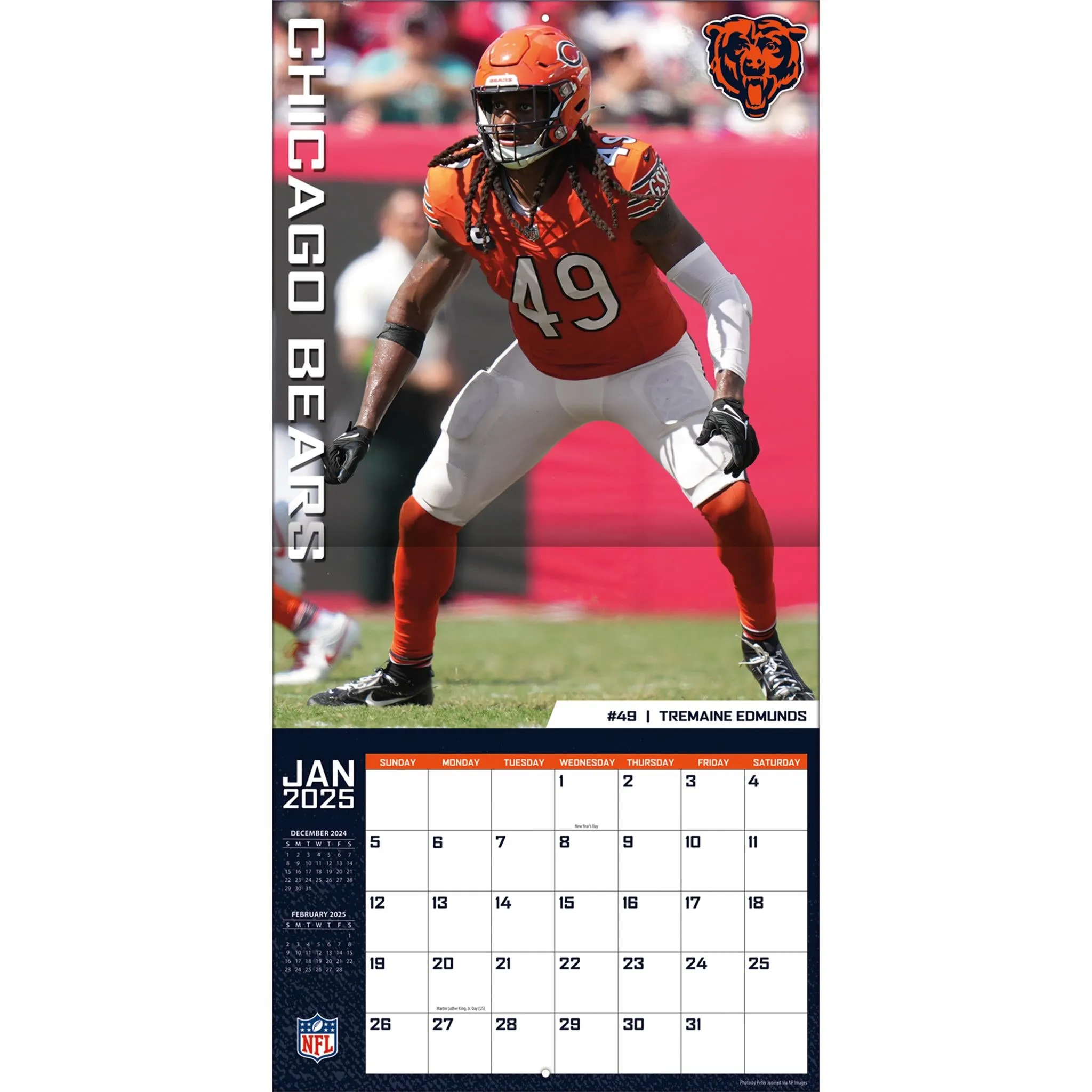 NFL Chicago Bears Wall 2025 Calendar - Online Exclusive