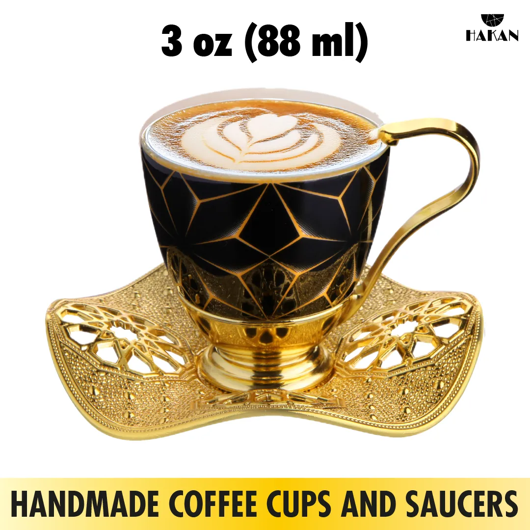 Nisa Coffee Cup Set for 6 People, 18-Piece Handmade Coffee Cups, 3 Oz