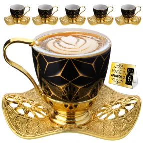 Nisa Coffee Cup Set for 6 People, 18-Piece Handmade Coffee Cups, 3 Oz