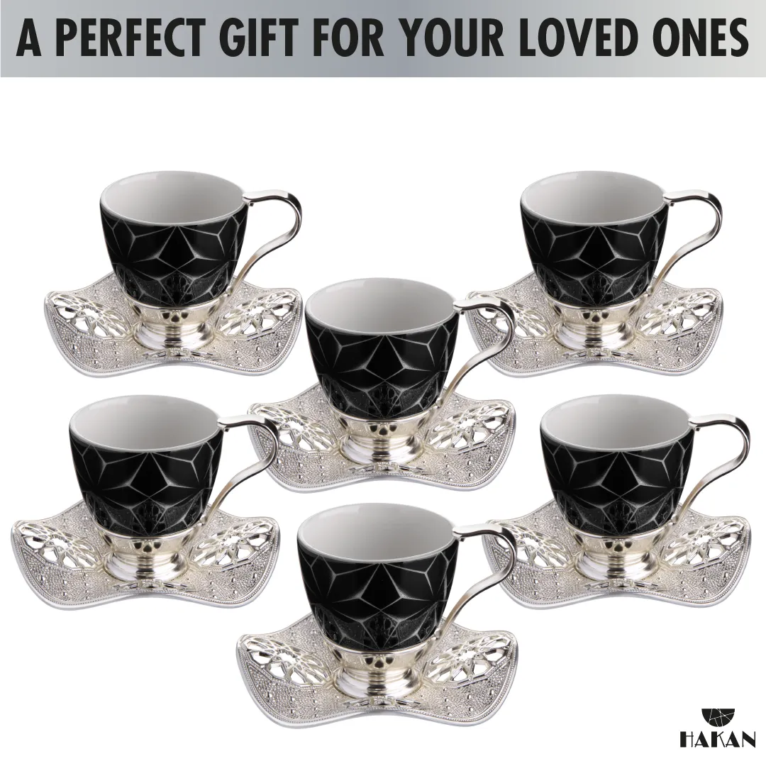 Nisa Coffee Cup Set for 6 People, 18-Piece Handmade Coffee Cups, 3 Oz