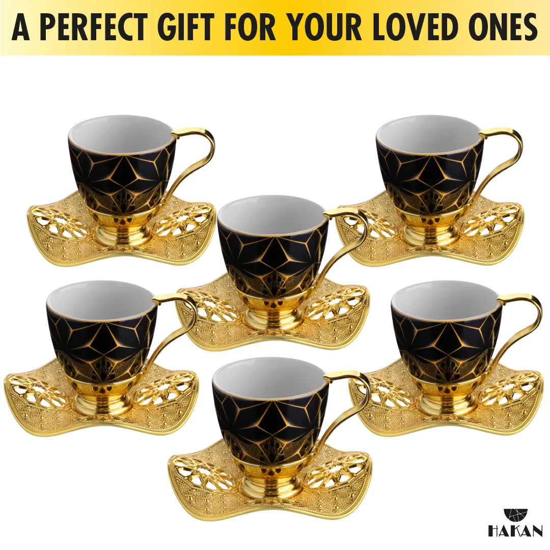 Nisa Coffee Cup Set for 6 People, 18-Piece Handmade Coffee Cups, 3 Oz