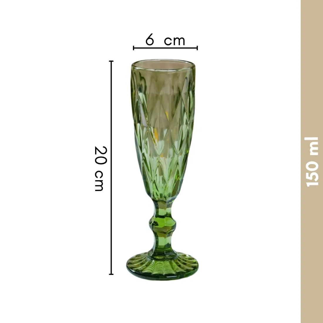 OLIVE GREEN CHAMPAGNE & WINE GLASS - SET OF 6 AT PRICE OF 4