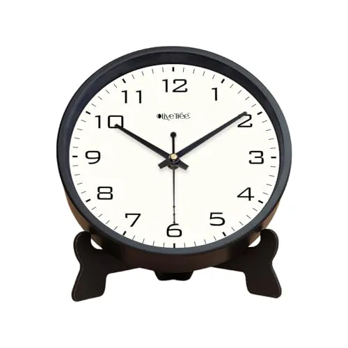 Olive Tree 8-Inch Plastic Analog Wall Clock/Table Clock - Modern Dial Latest Stylish Table Clock (Black Frame, Quartz Movement)-1023