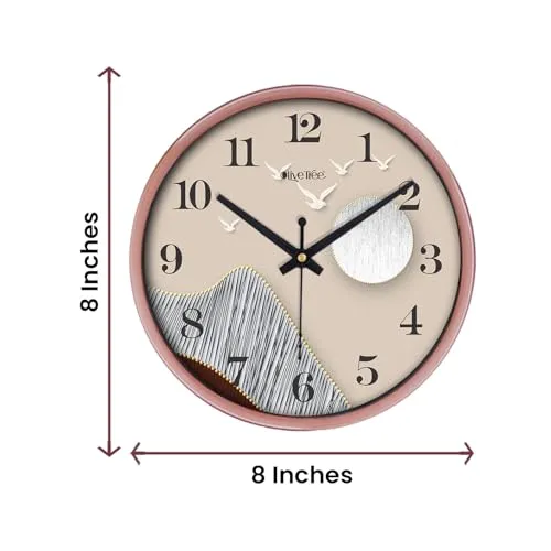 Olive Tree 8-Inch Plastic Analog Wall Clock/Table Clock - Modern Dial Latest Stylish Table Clock (Copper Frame, Quartz Movement)-1057