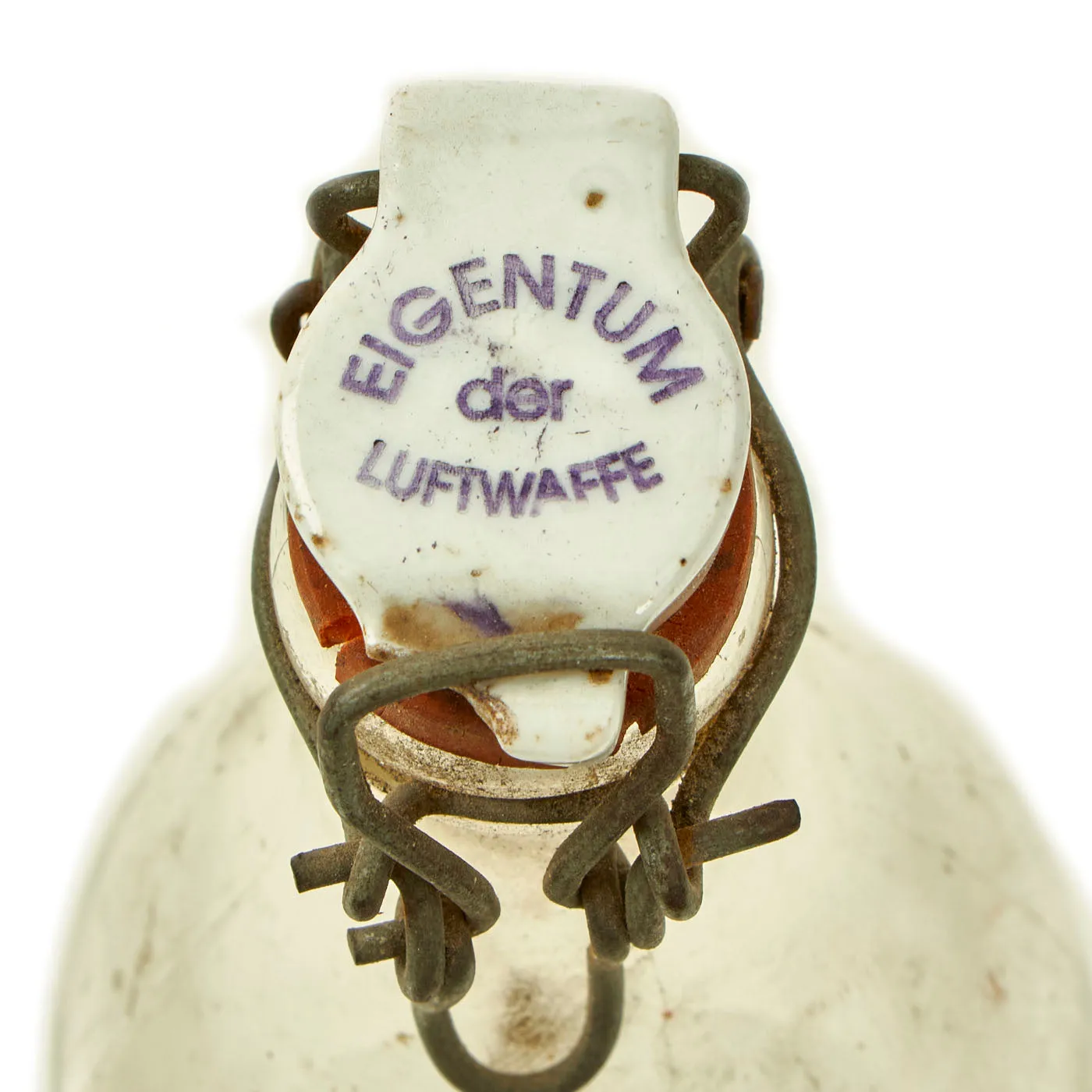 Original German WWII Luftwaffe Marked Large Clear Glass Beer or Wine Bottle - Marked Property of Luftwaffe