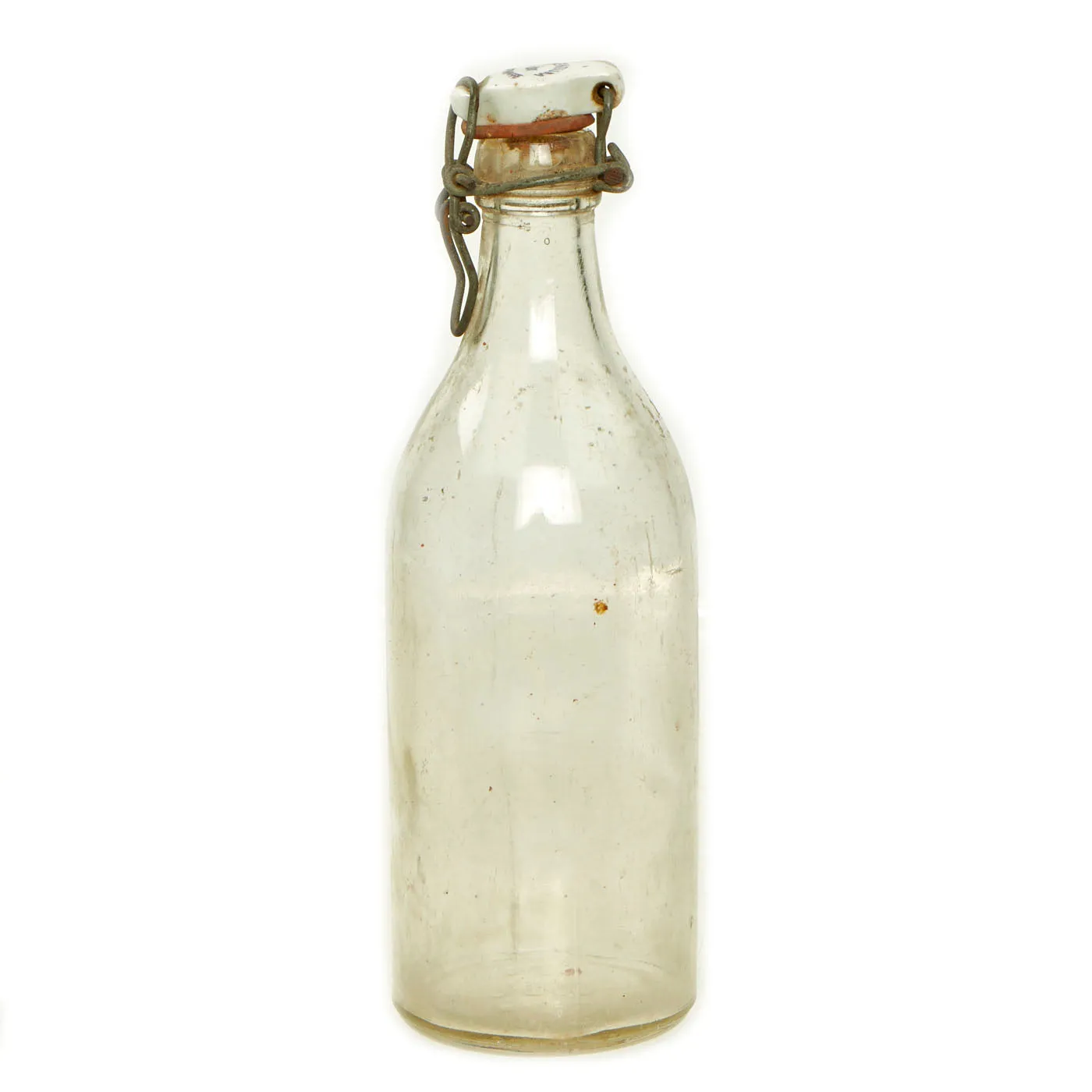 Original German WWII Luftwaffe Marked Large Clear Glass Beer or Wine Bottle - Marked Property of Luftwaffe