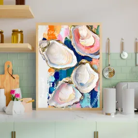 Oyster Wall Art - Coastal Art Print – Modern Boho Decor – Eclectic Beach House Wall Art - Oyster Print - Colorful Kitchen Art - Ocean Art