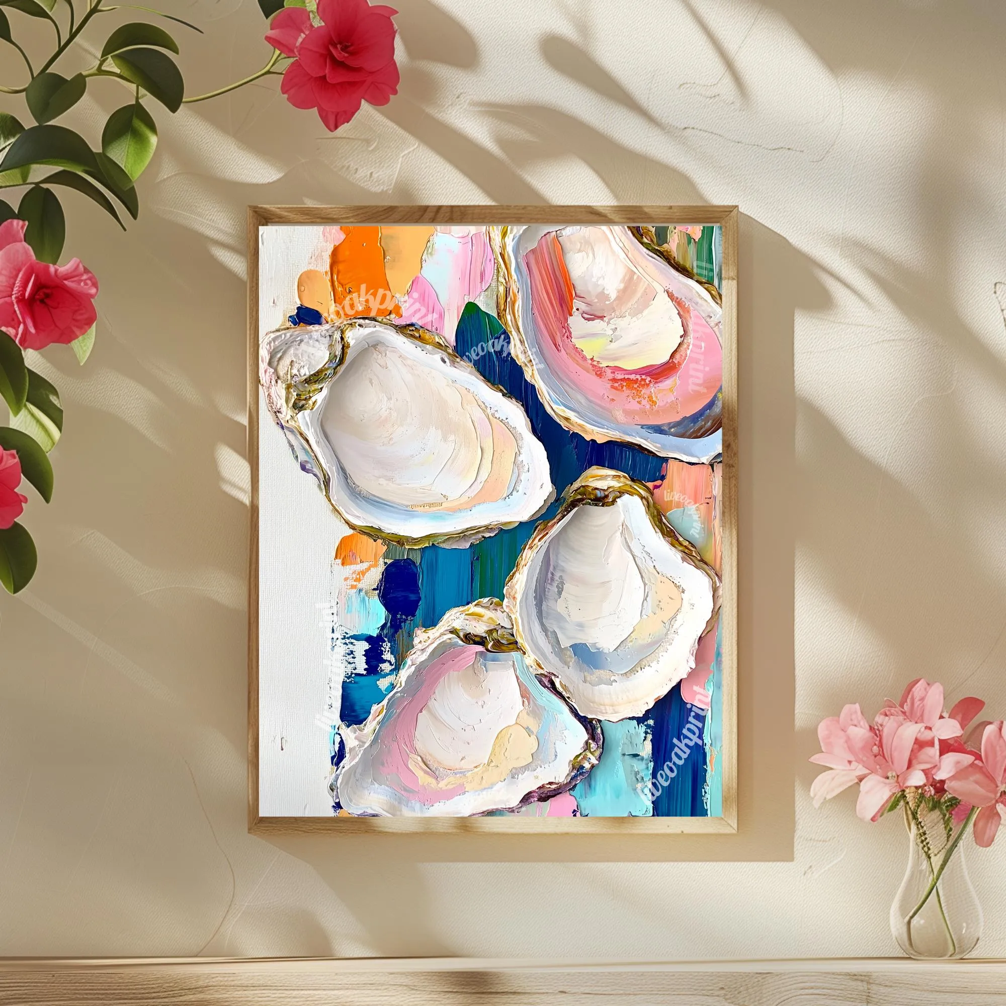 Oyster Wall Art - Coastal Art Print – Modern Boho Decor – Eclectic Beach House Wall Art - Oyster Print - Colorful Kitchen Art - Ocean Art