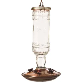 Perky-Pet 10 Oz. Clear Glass Antique Bottle Hummingbird Feeder