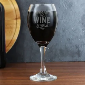 Personalised Wine O'Clock Engraved Wine Glass