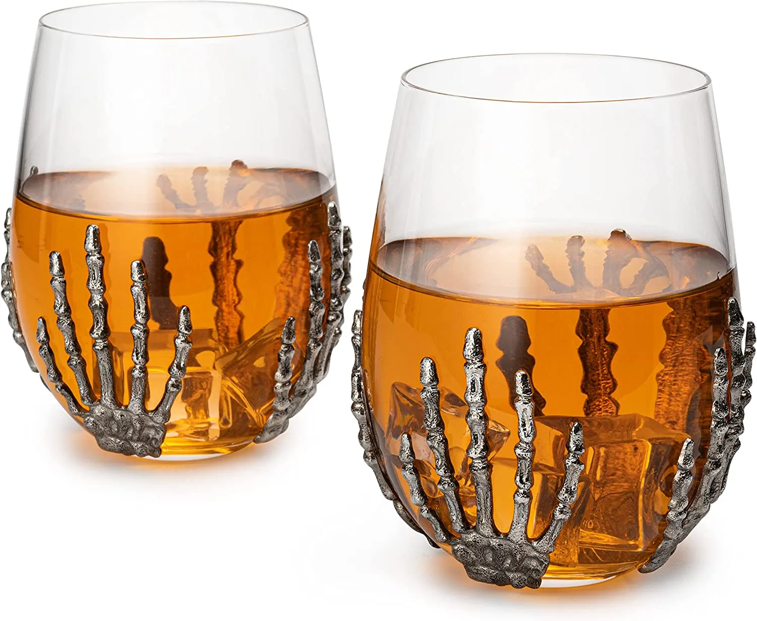 Skeleton Hand Wine Glass Set of 2 by The Wine Savant - 10 oz Glasses